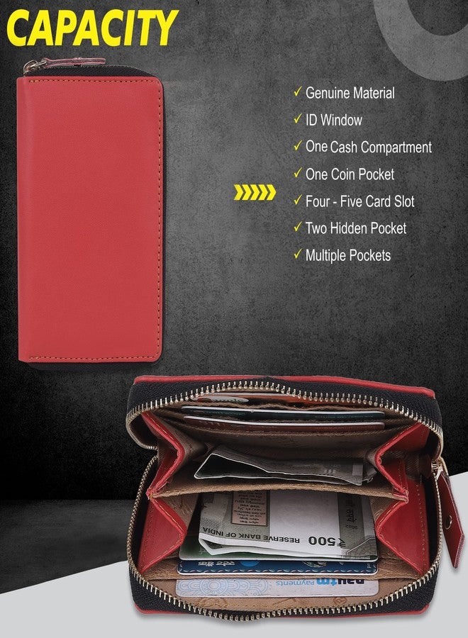 TnW Small Bi-Fold Women's Purse Wallet Card Organizer Female Hand Clutch Women/Ladies/Girls Wallets Credit Card Holder (Red) - Image 4